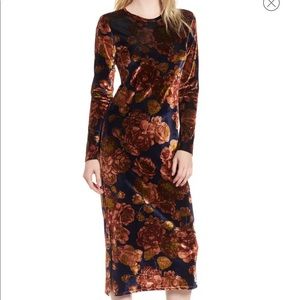 NWOT Print Velour Midi Dress